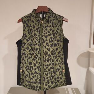 Green and Black Animal Print Vest